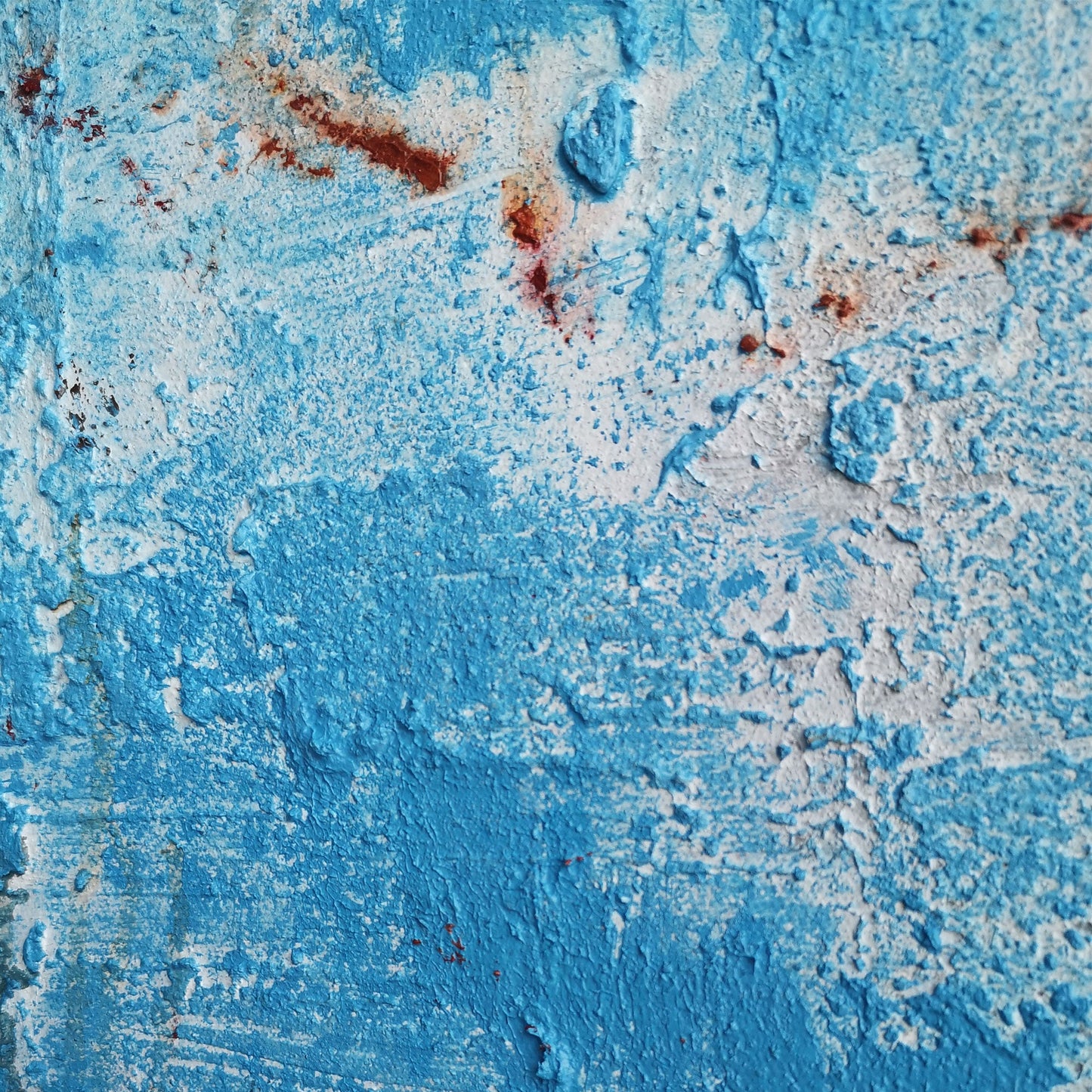 Vibrant Blue and Rust Abstract Oil Painting for Modern Home Decor