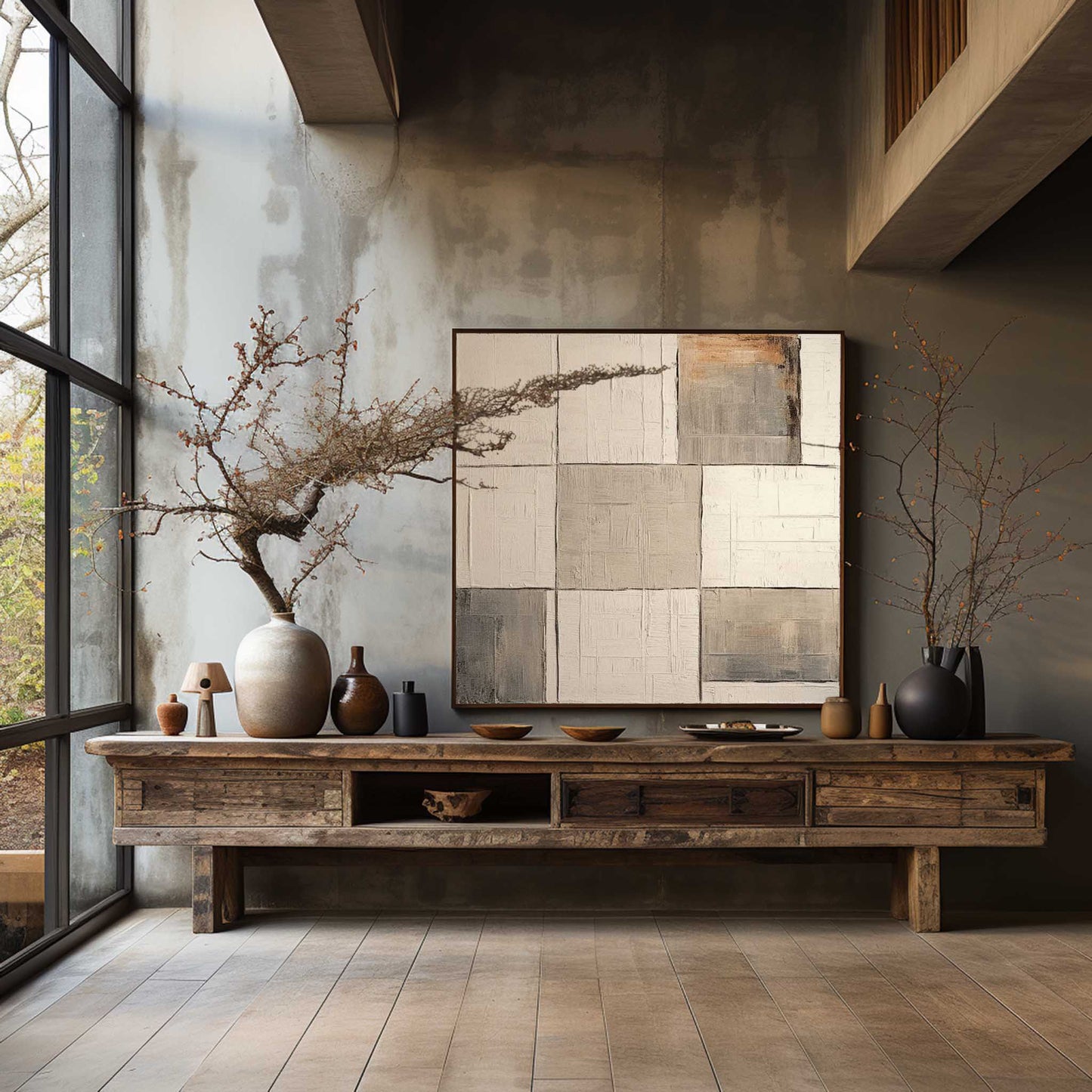 Minimalist Wabi-Sabi Abstract Oil Painting for Modern Home Decor