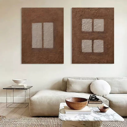 Contemporary Abstract Oil Painting Duo for Modern Home D√©cor