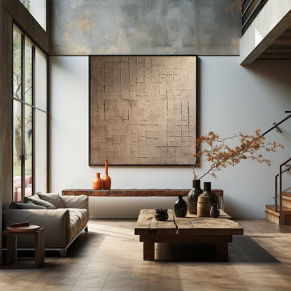 Minimalist Wabi-Sabi Texture Oil Painting for Modern Home Decor