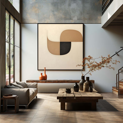 Abstract Geometric Minimalist Oil Painting for Modern Home Decor