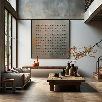 Minimalist Wabi-Sabi Inspired Textured Oil Painting for Modern Home Decor