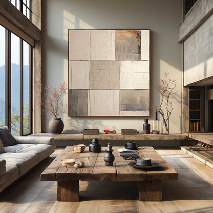Minimalist Wabi-Sabi Abstract Oil Painting for Modern Home Decor
