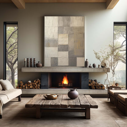 Abstract Wabi-Sabi Oil Painting for Modern Home Decor