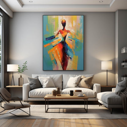 Vibrant Abstract Dance Oil Painting for Modern Home Decor