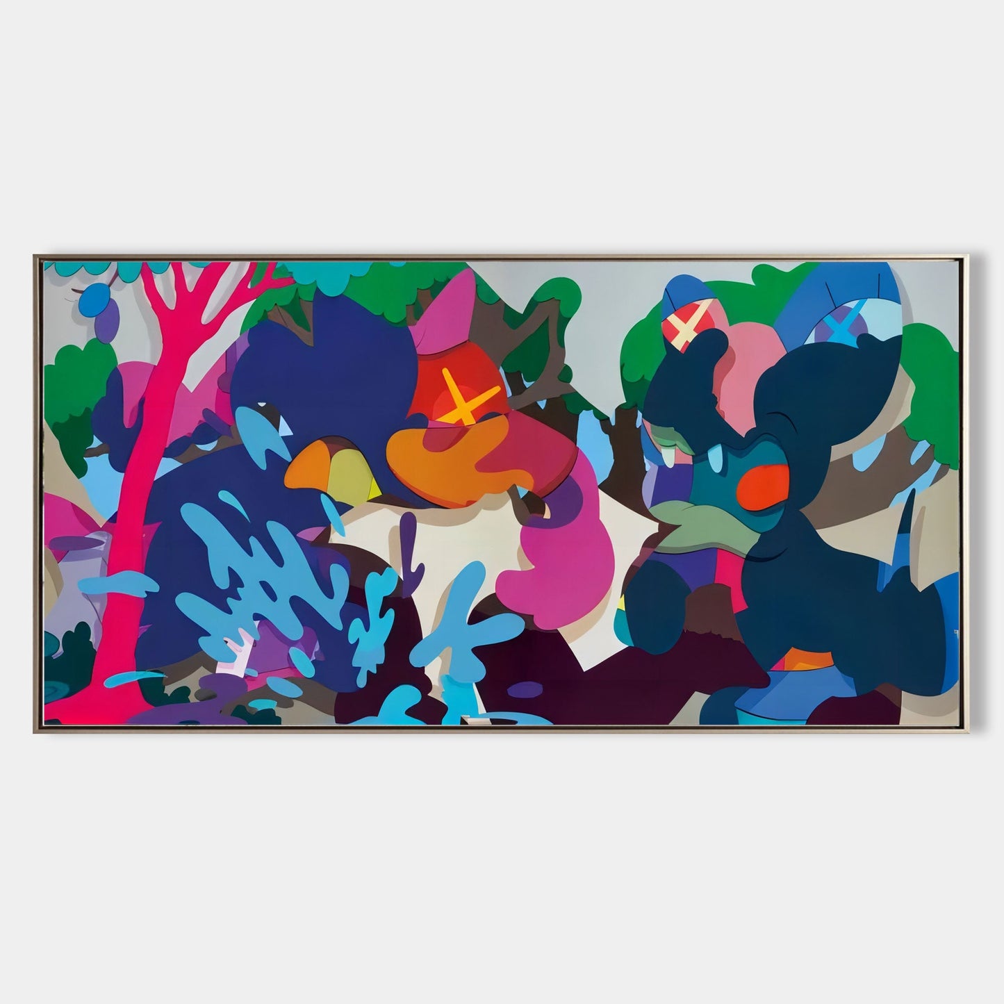 Vibrant Kaws-Inspired Pop Art Oil Painting for Modern Home Decor