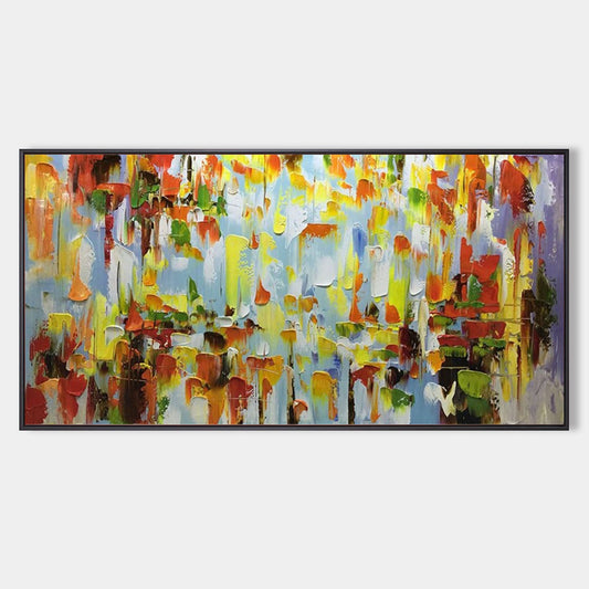 Vibrant Abstract Oil Painting with Rich Colors and Dynamic Textures for Modern Decor