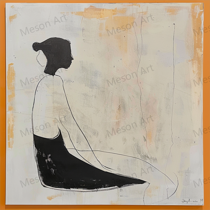 Contemporary Minimalist Oil Painting Set with Abstract Figures for Modern Decor