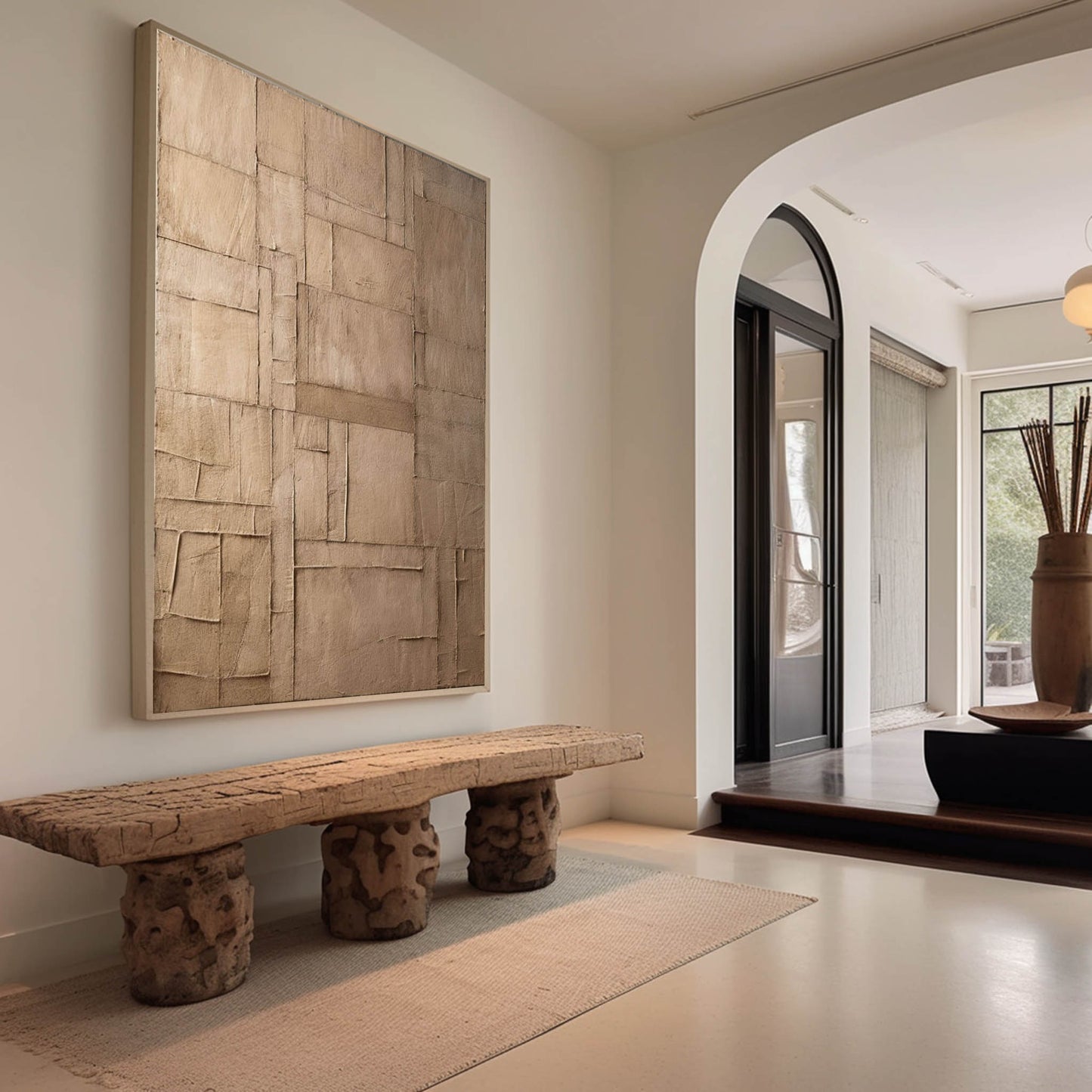 Minimalist Beige Oil Painting for Modern Home Decor