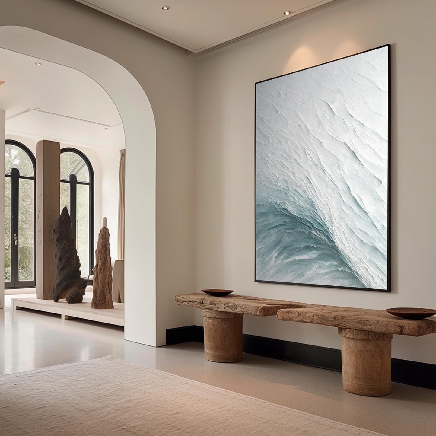 Serene Ocean Wave Texture Oil Painting for Elegant Home Decor