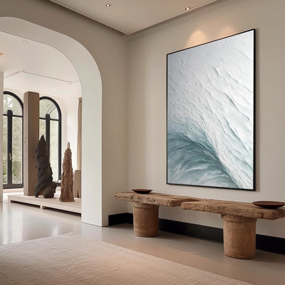 Serene Ocean Wave Texture Oil Painting for Elegant Home Decor