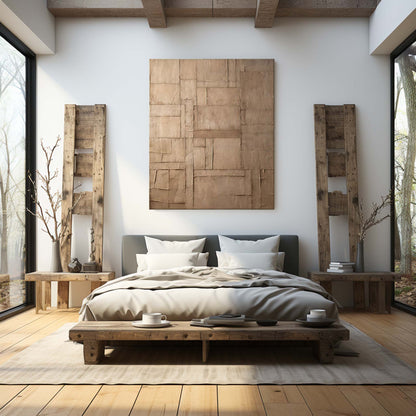 Minimalist Beige Oil Painting for Modern Home Decor