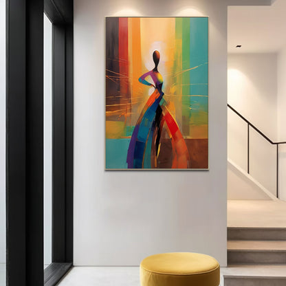 Vibrant Abstract Woman Oil Painting for Modern Home Decor