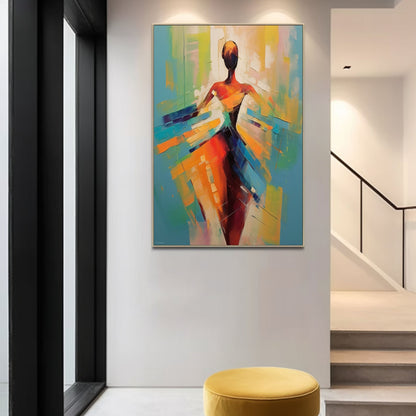 Vibrant Abstract Dance Oil Painting for Modern Home Decor