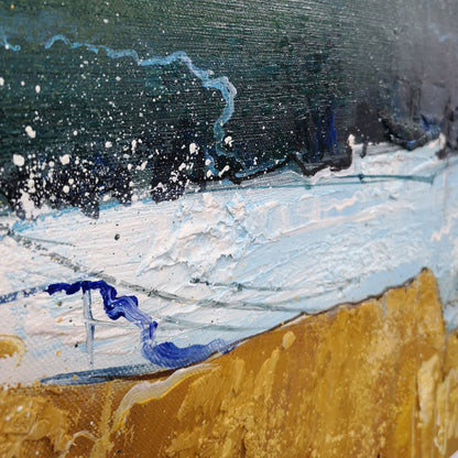 Calm Waters: Vibrant Abstract Landscape Oil Painting for Modern Decor