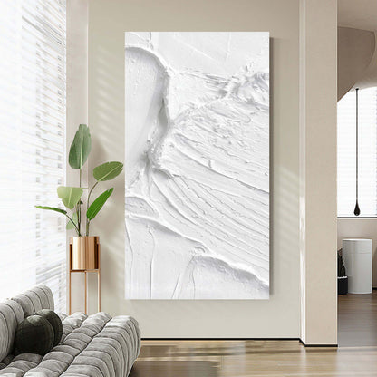 Textured White Oil Painting for Modern Art Lovers - Unique Wall Decor