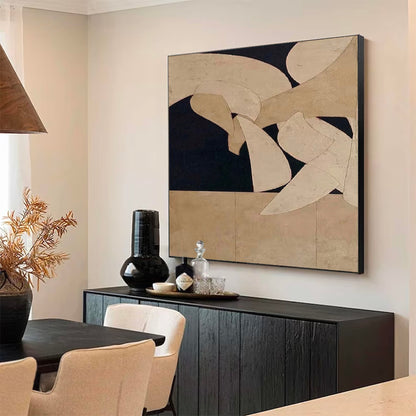 Contemporary Minimalist Abstract Oil Painting with Elegant Neutral Tones