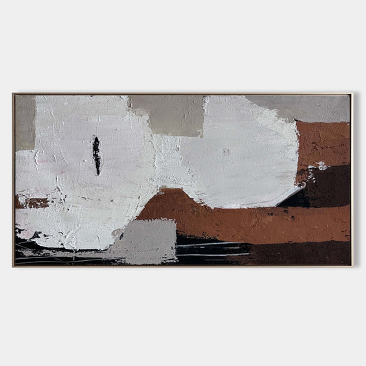 Contemporary Abstract Oil Painting with Neutral Tones and Bold Brushstrokes