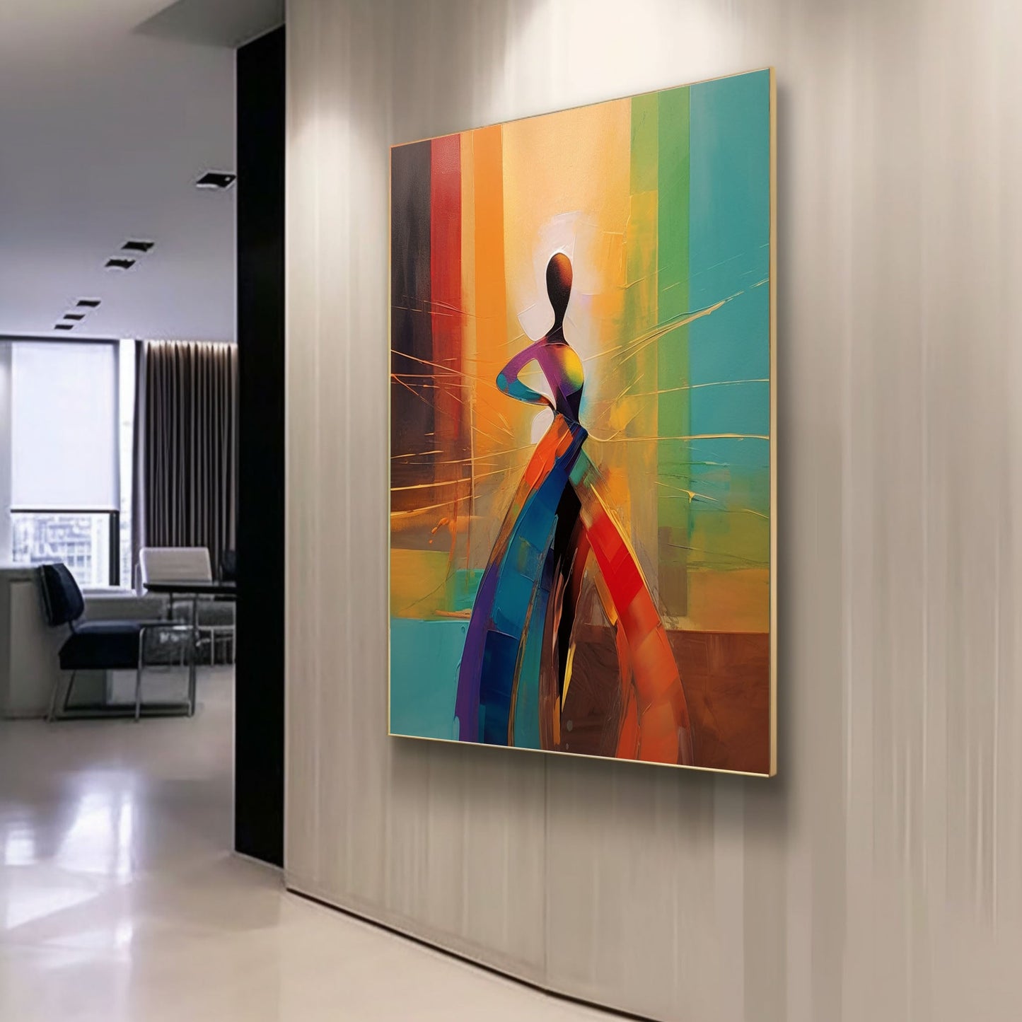 Vibrant Abstract Woman Oil Painting for Modern Home Decor