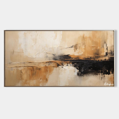 Serene Modern Abstract Oil Painting in Earthy Tones for Contemporary Home Decor