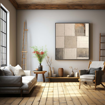 Minimalist Wabi-Sabi Abstract Oil Painting for Modern Home Decor