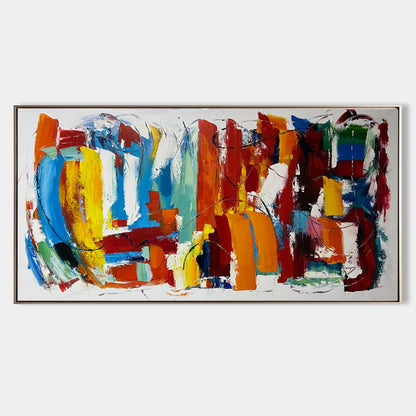 Vibrant Abstract Oil Painting with Bold Colors and Dynamic Brushstrokes for Home Decor