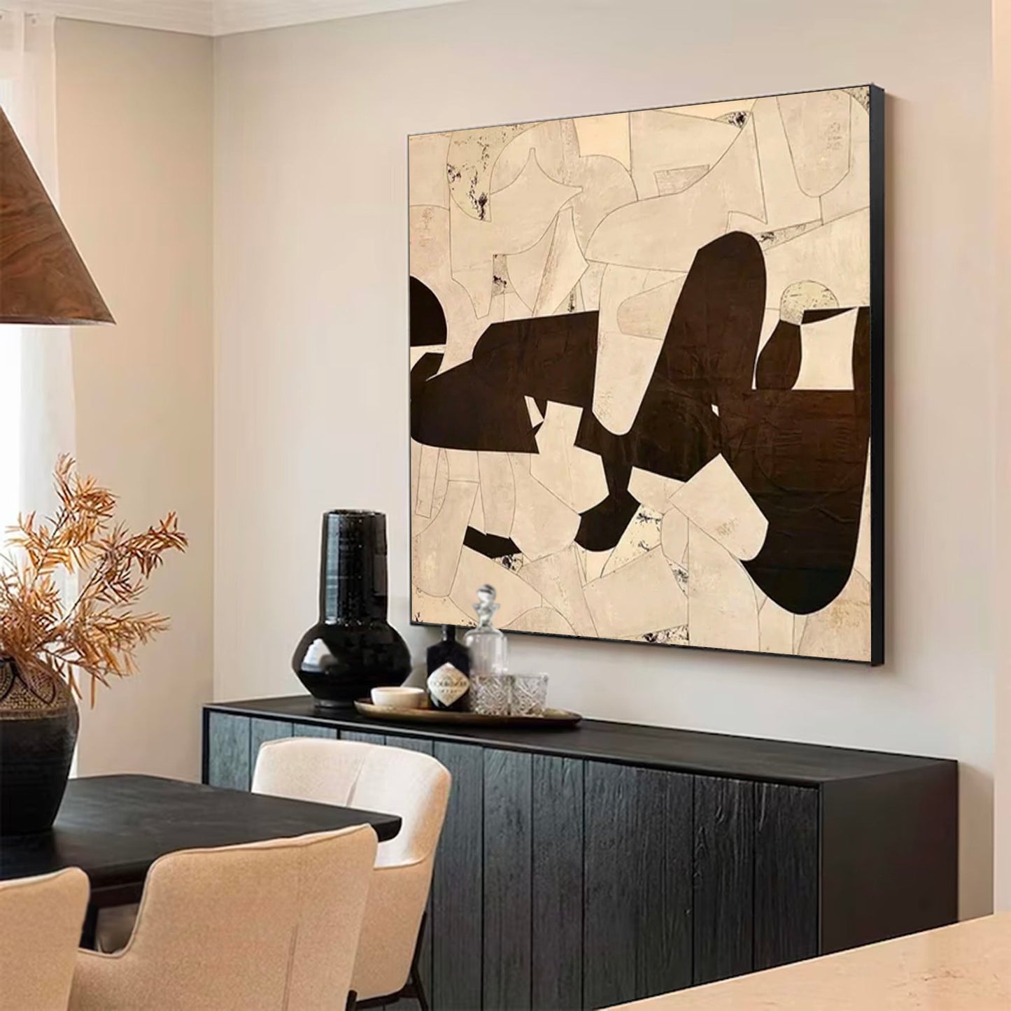 Contemporary Minimalist Abstract Oil Painting in Neutral Tones for Modern Spaces