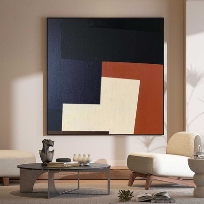 Abstract Vintage Geometric Oil Painting for Modern Home Decor