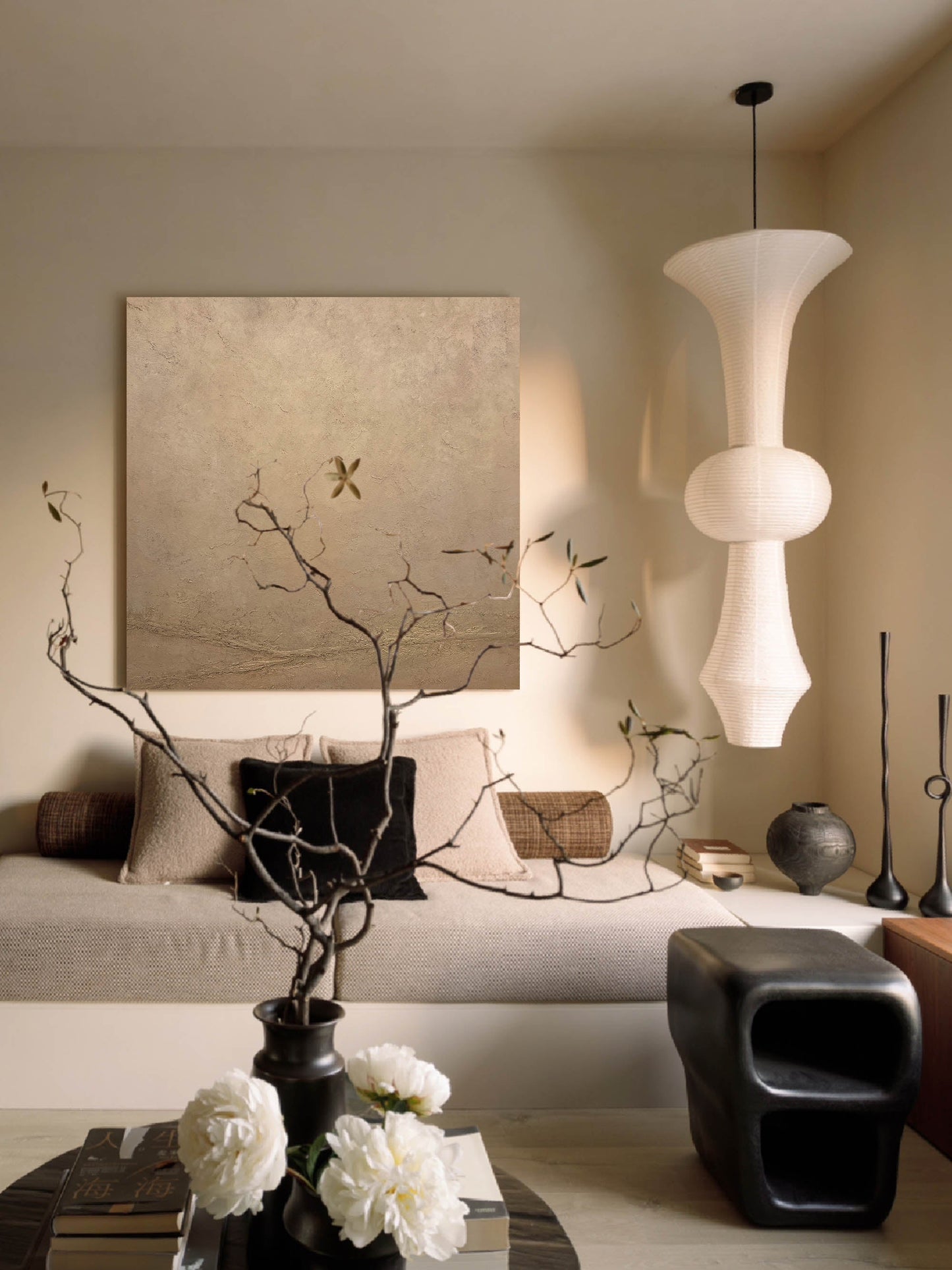 Elegant Minimalist Abstract Oil Painting for Modern Home Decor