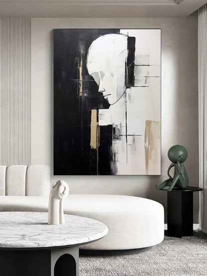 Abstract Minimalist Portrait in Black and White ‚Äì Modern Wall Art for Contemporary Spaces