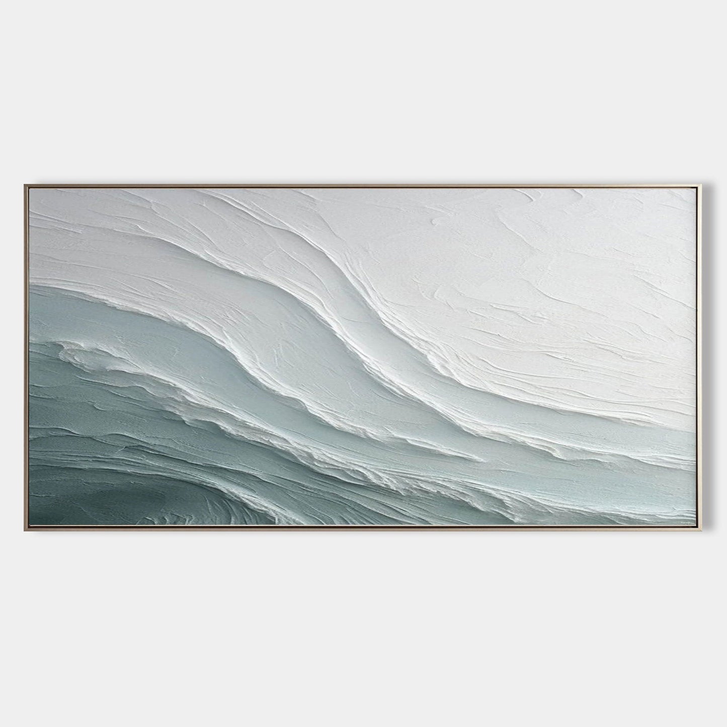 Textured Waves: Unique Gray and White Oil Painting for Modern Home Decor