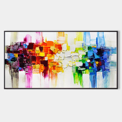 Vibrant Abstract Oil Painting with Bold Colors for Modern Home Decor