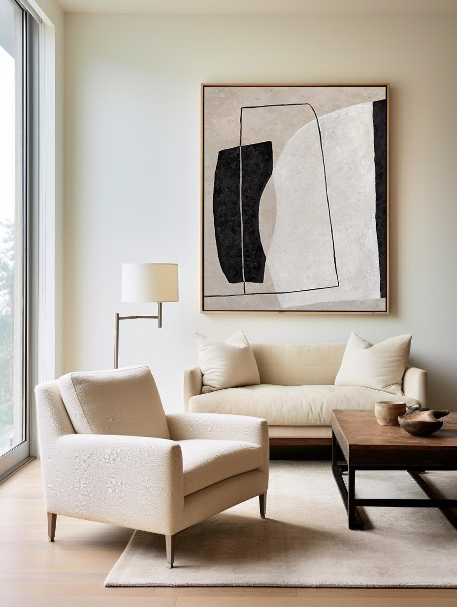 Contemporary Minimalist Abstract Oil Painting for Modern Home Decor