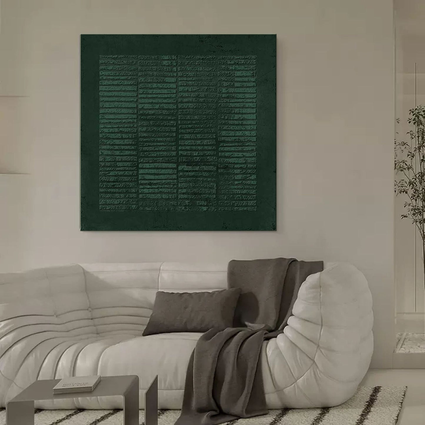 Abstract Green Oil Painting for Modern Home Decor - Wabi-Sabi Wall Art