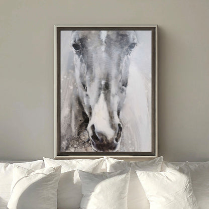 Stunning Grey and White Abstract Horse Oil Painting for Modern Home Decor