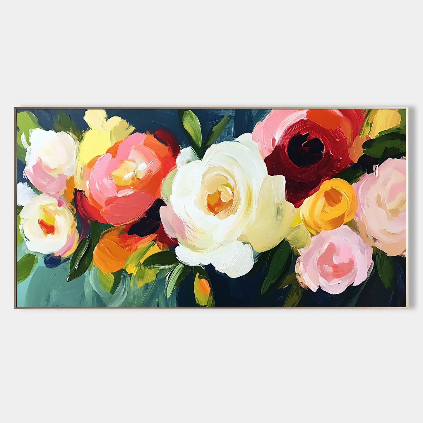 Vibrant Floral Oil Painting | Modern Abstract Art for Elegant Home Decor