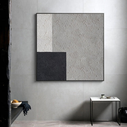 Modern Black and White Minimalist Oil Painting for Contemporary Home Decor
