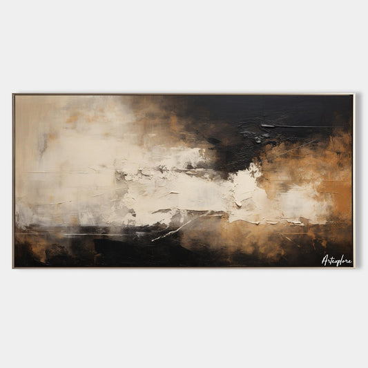 Contemporary Abstract Oil Painting in Earth Tones for Modern Home Decor