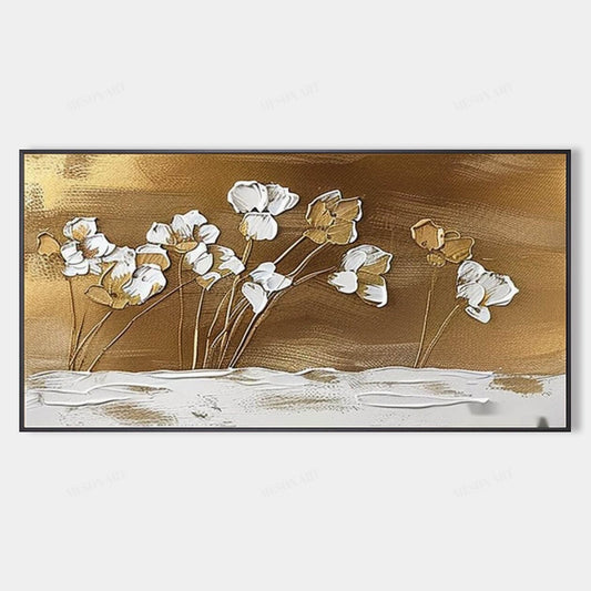 Elegant Floral Texture Oil Painting for Contemporary Home Decor