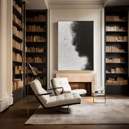 Contemporary Black and White Abstract Oil Painting for Modern Decor