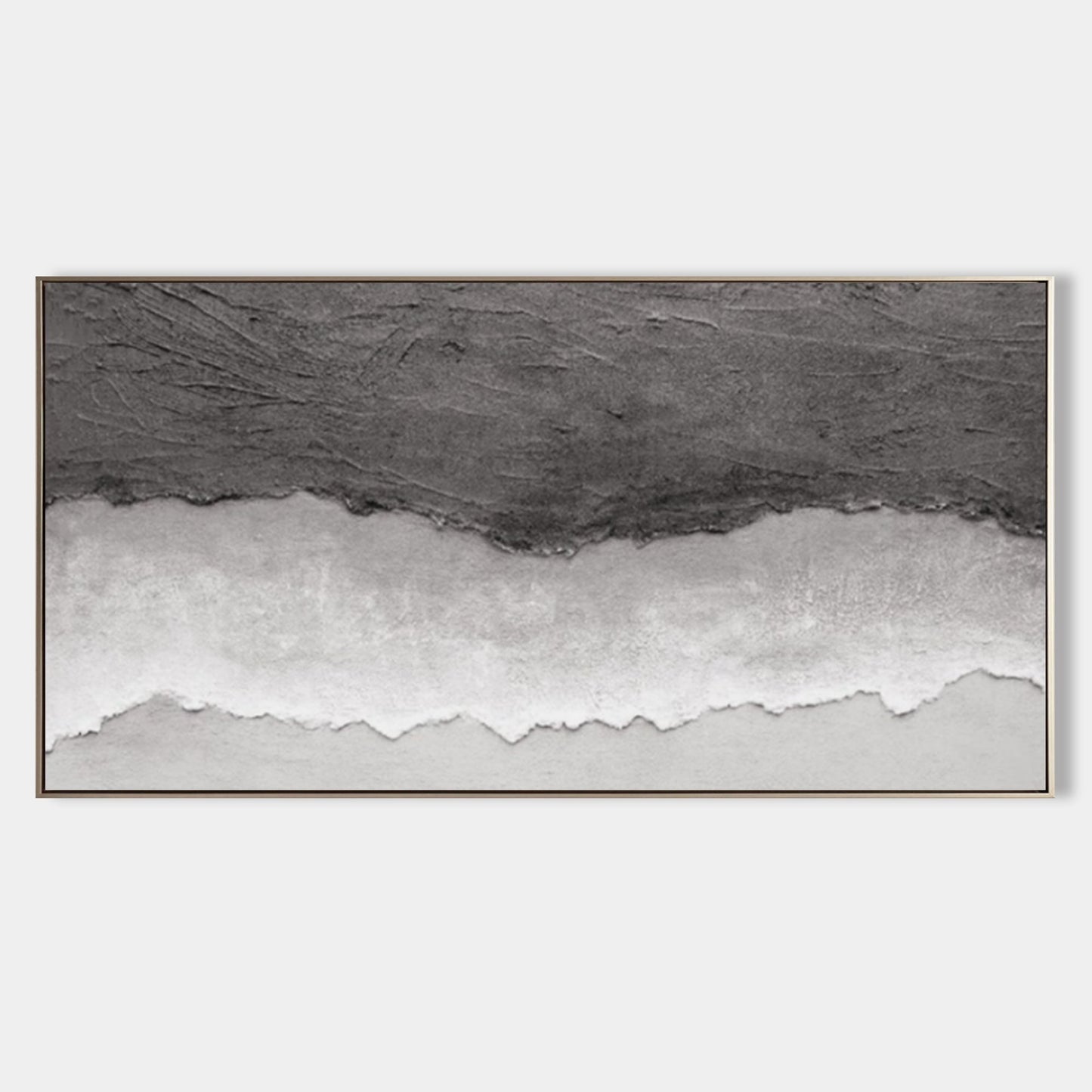 Textured Monochrome Abstract Oil Painting for Modern Home Decor