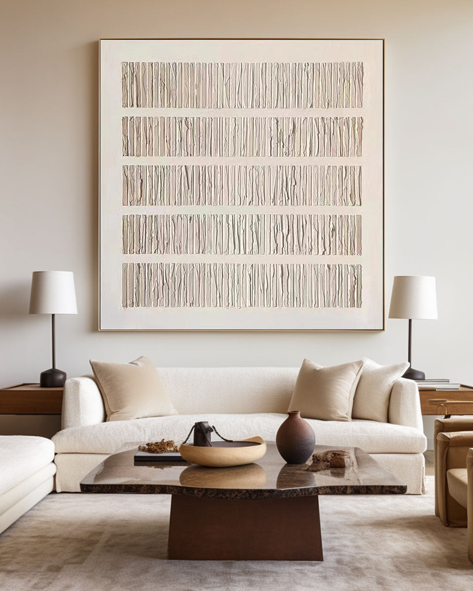 Elegant Wabi-Sabi Minimalist Oil Painting for Modern Home Decor