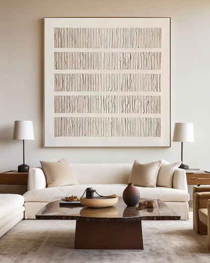 Elegant Wabi-Sabi Minimalist Oil Painting for Modern Home Decor