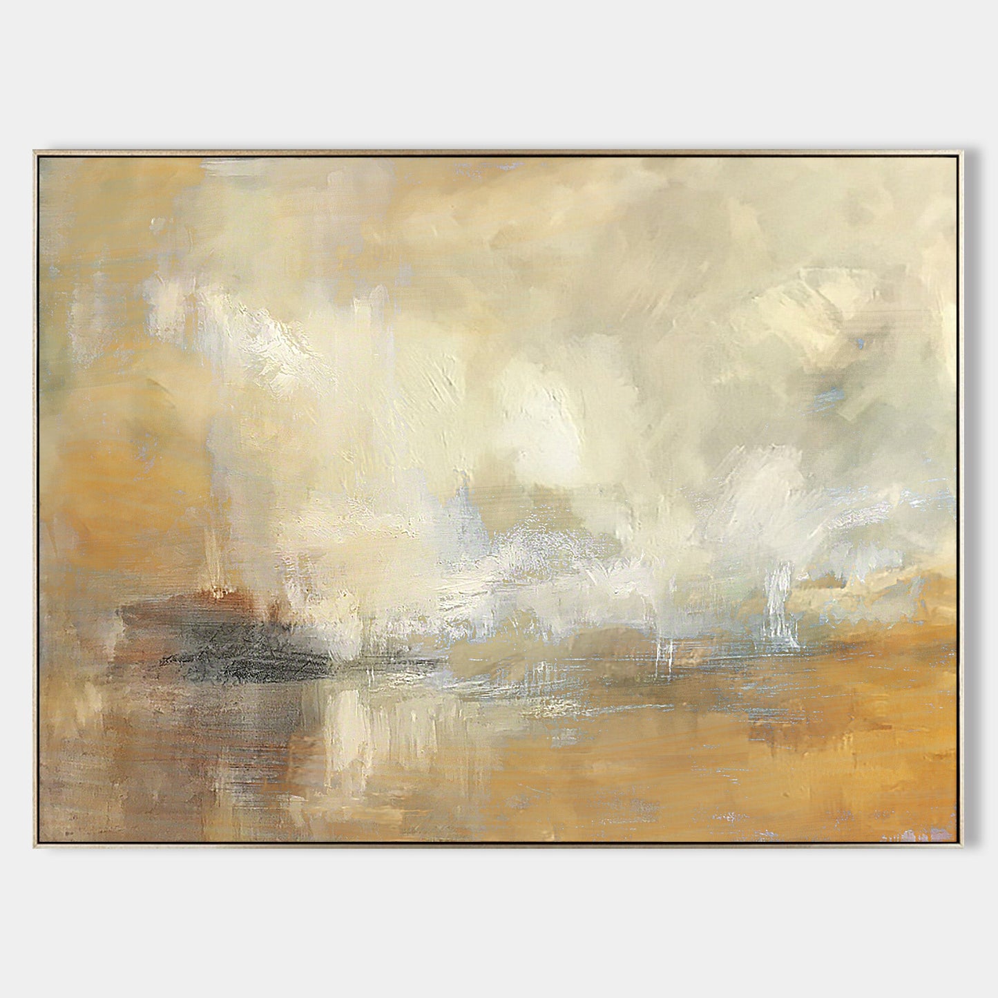 Abstract Seascape Oil Painting - Coastal Serenity Wall Art for Modern Decor