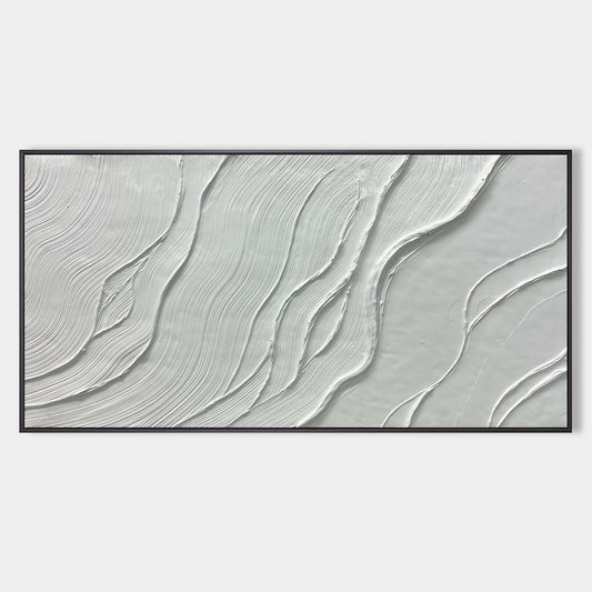 Textured White Abstract Oil Painting for Modern Home Decor