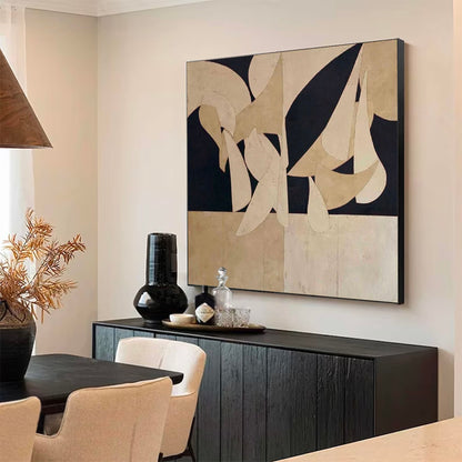 Elegant Minimalist Abstract Oil Painting with Neutral Tones for Modern Decor