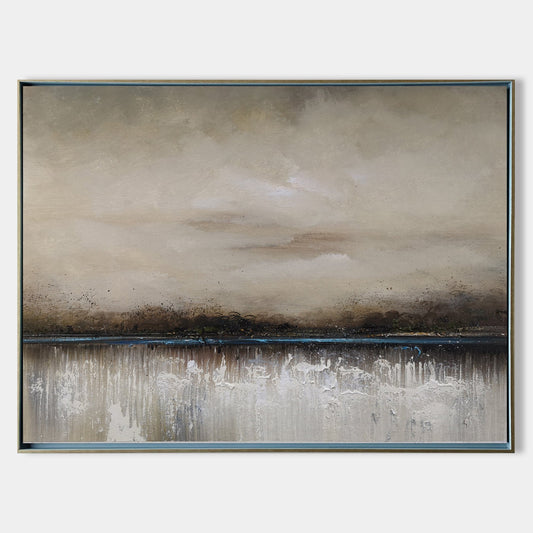 Serene Coastal Abstract Oil Painting ‚Äì Tranquil Seascape for Modern Decor