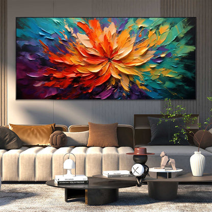 Vibrant Abstract Flower Oil Painting for Colorful Home Décor