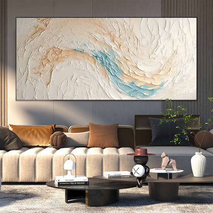 Coastal Serenity: Abstract Oil Painting of Beach Waves and Ocean Tones