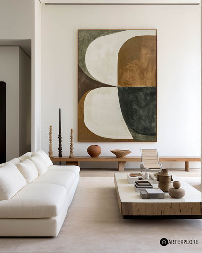 Contemporary Geometric Abstract Oil Painting for Modern Home Decor